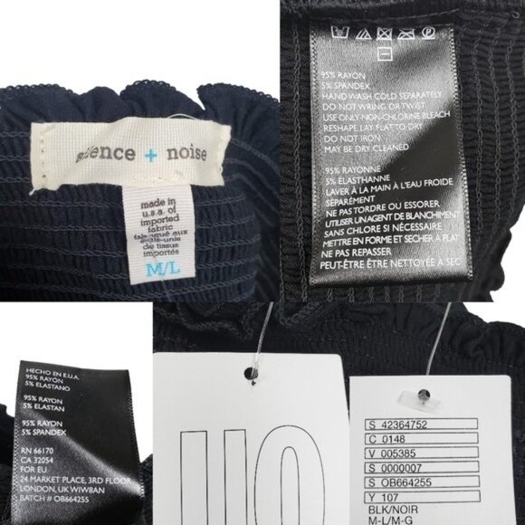 Urban Outfitters Womens Silence & Noise Black Smocked Tube Crop Top Size M/L NWT - Picture 5 of 5